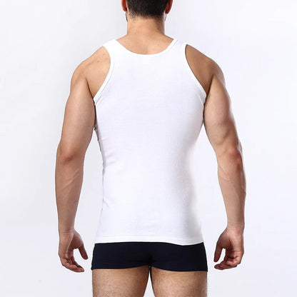 Vestă pentru bărbați din bumbac 100%, camisolă de antrenament pentru fitness și sport, tricou alb de vară, fără mâneci
