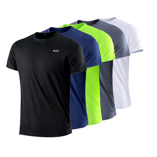 Tricou cu mânecă scurtă pentru bărbați, cu uscare rapidă, pentru alergare, pentru a elimina umezeala, cu gât rotund, pentru antrenament, pentru sport, pentru sală