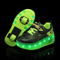 Heelys - Pantofi cu role pentru baieti - Lumini si roți detașabile - încărcare USB, LED intermitent, pantofi sport pentru copii