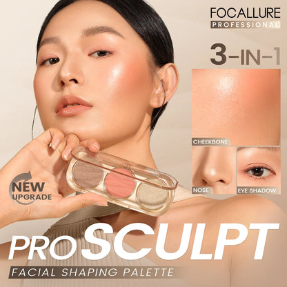 Paleta de conturare facială 3-în-1 FOCALLURE Pro-Sculpt
