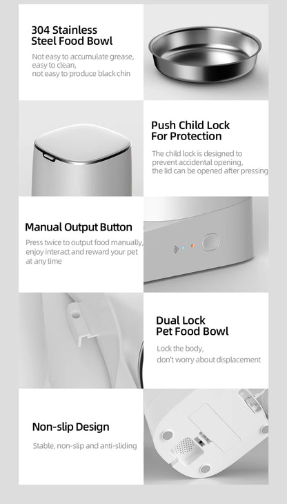 ROJECO Dispenser smart pentru hrana animale de companie cu WiFi pt control de pe telefon