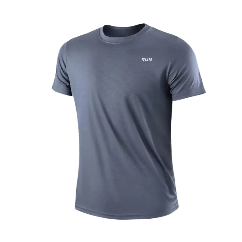 Tricou cu mânecă scurtă pentru bărbați, cu uscare rapidă, pentru alergare, pentru a elimina umezeala, cu gât rotund, pentru antrenament, pentru sport, pentru sală