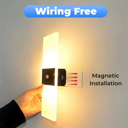 Lampă de perete cu LED fără fir cu senzor de mișcare, reîncărcabilă prin USB, acrilic, noptieră, scară, decor dormitor, accesoriu de iluminat de perete de interior