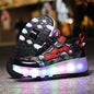 Heelys - Pantofi cu role pentru baieti - Lumini si roți detașabile - încărcare USB, LED intermitent, pantofi sport pentru copii