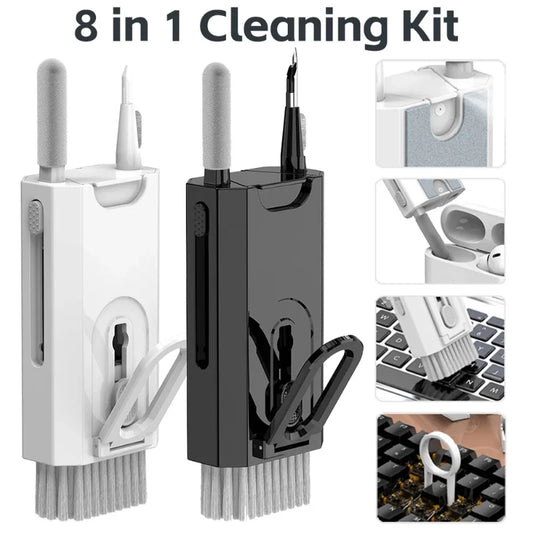 Kit de curățare 8 în 1 pentru curățarea tastaturii computerului, perie, căști, stilou de curățare pentru căști, telefoane iPad, instrumente de curățare, extractor de tastaturi