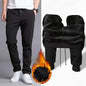 Pantaloni termici (sezon rece) pentru bărbați - Pantaloni groși căptușiți cu lână lejeră, drepți, pantaloni sportivi largi - Pantaloni de sport pentru sală