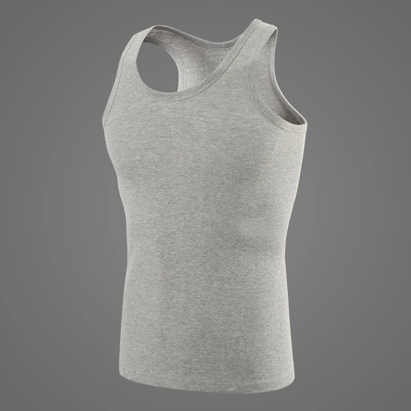Vestă pentru bărbați din bumbac 100%, camisolă de antrenament pentru fitness și sport, tricou alb de vară, fără mâneci