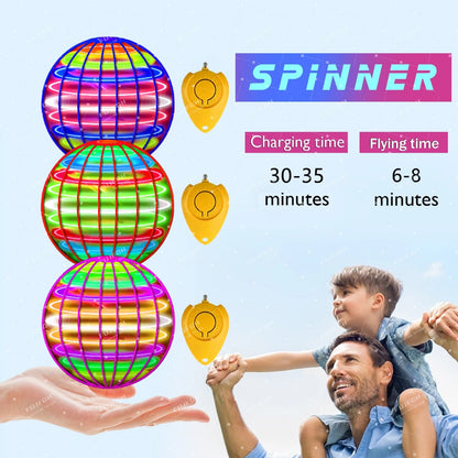 FlyNova - Minge zburatoare - Boomerang Drone Flyorb Magic cu lumini LED Cadou Hover Ball Fly Nova Orb Flying Spinner Fidget Copii Jucării de familie