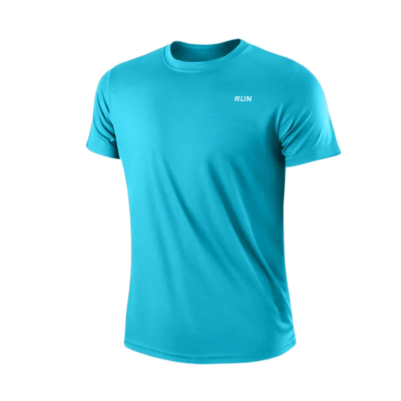 Tricou cu mânecă scurtă pentru bărbați, cu uscare rapidă, pentru alergare, pentru a elimina umezeala, cu gât rotund, pentru antrenament, pentru sport, pentru sală