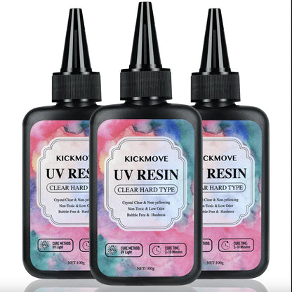 300 g Rășină UV, transparentă, dură, îmbunătățită Rășină epoxidica transparentă Up Rășină pentru polimerizare UV premixată pentru fabricarea de bijuterii artizanale