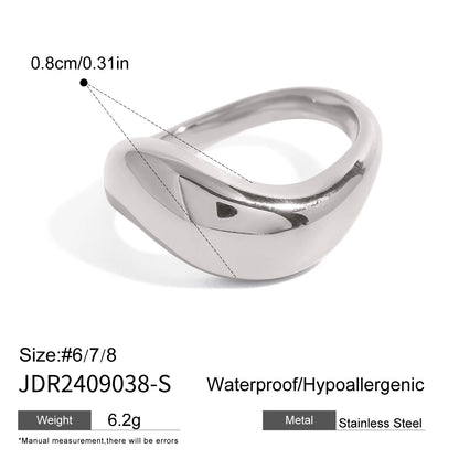 Youthway Charm Luxury 18k Gold Stainless Steel Smooth Wave Irregular Ring For Unisex Waterproof Anti Allergic Jewelry Gift