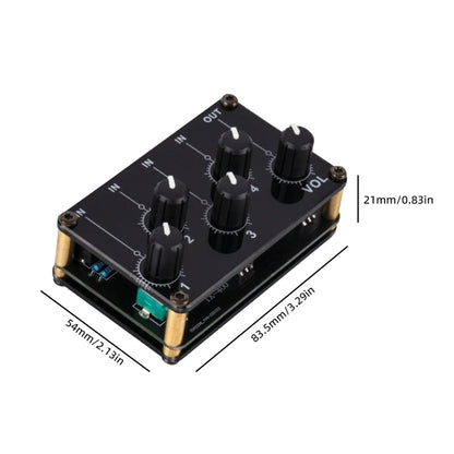 Mixer Stereo 4-in-1-out AUX Passive Mixer 3.5mm Line Levels Control