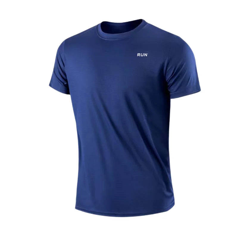 Tricou cu mânecă scurtă pentru bărbați, cu uscare rapidă, pentru alergare, pentru a elimina umezeala, cu gât rotund, pentru antrenament, pentru sport, pentru sală