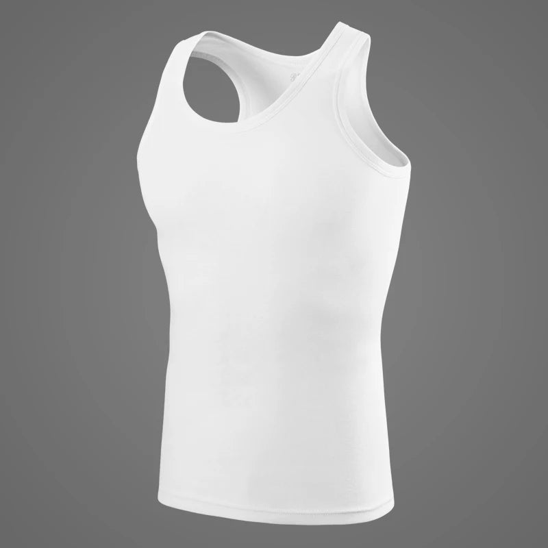 Vestă pentru bărbați din bumbac 100%, camisolă de antrenament pentru fitness și sport, tricou alb de vară, fără mâneci