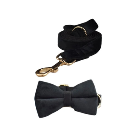 Set Deluxe pentru membrul pufos al familiei - Accesorii Deluxe din catifea neagra pentru catei - Accesoriile pot fi gravate (nu se vand personalizate!)