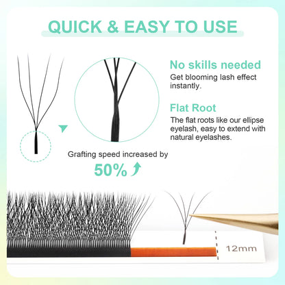 Extensii gene - NAGARAKU 4D W Formă Unduit manual Evantai prefabricate - Gene pline Natural Moale Lumină Individual Mat Dens