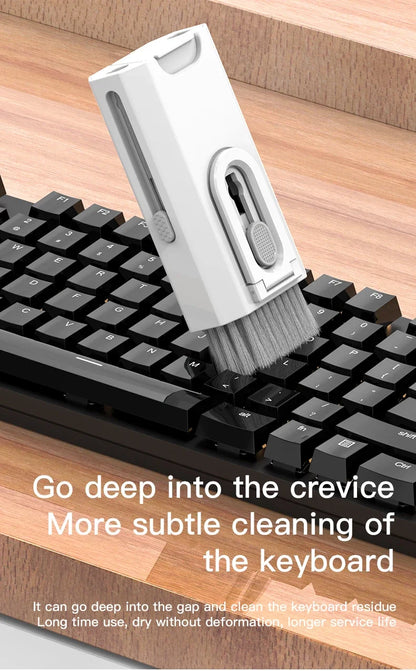 Kit de curățare 8 în 1 pentru curățarea tastaturii computerului, perie, căști, stilou de curățare pentru căști, telefoane iPad, instrumente de curățare, extractor de tastaturi