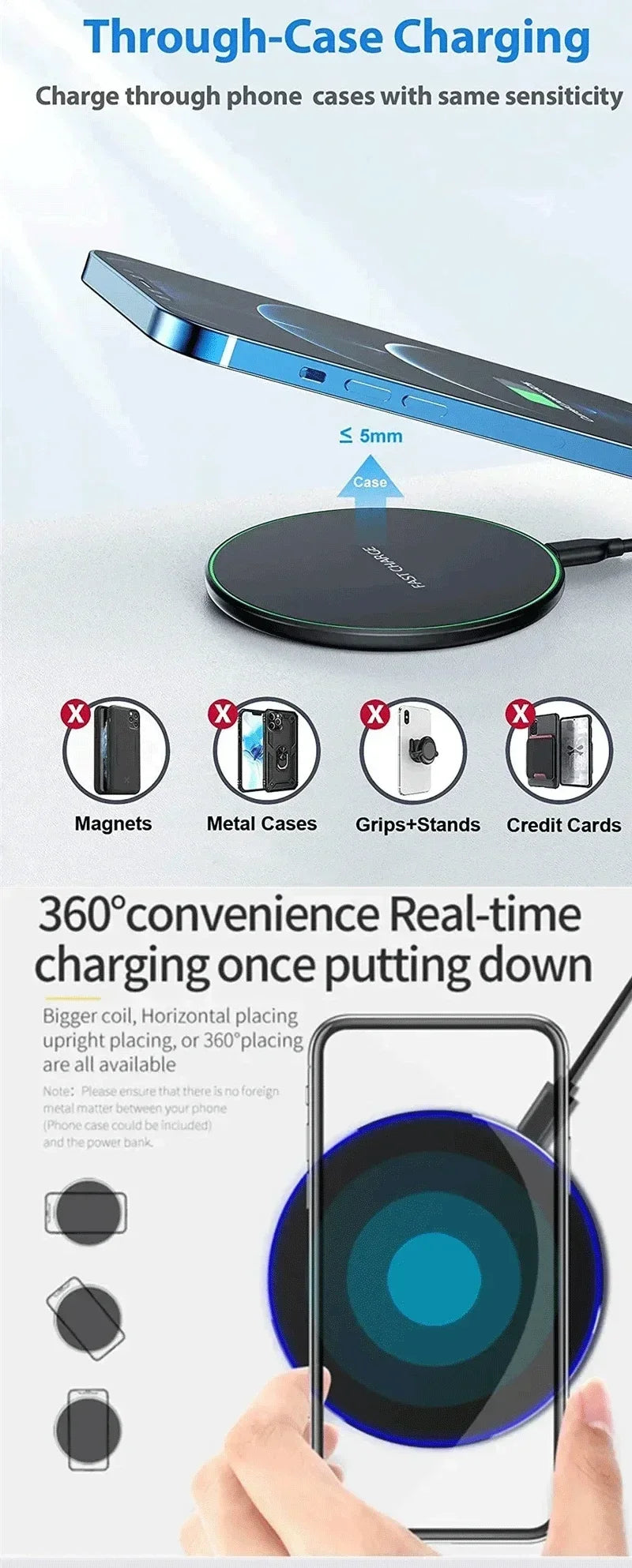Wireless Charger Mobile Phone Chargers Pad Stand For iPhone 15 14 13 12 11 Pro Max 8 Samsung Xiaomi Fast Charging Dock Station