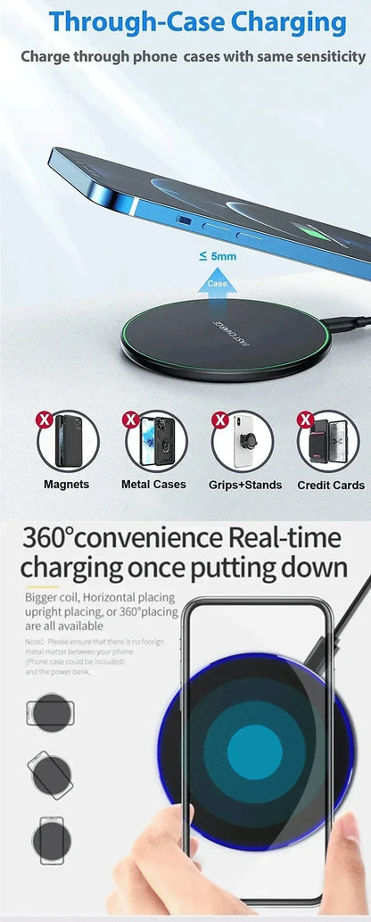 Wireless Charger Mobile Phone Chargers Pad Stand For iPhone 15 14 13 12 11 Pro Max 8 Samsung Xiaomi Fast Charging Dock Station