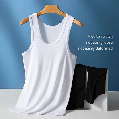 Vestă pentru bărbați din bumbac 100%, camisolă de antrenament pentru fitness și sport, tricou alb de vară, fără mâneci
