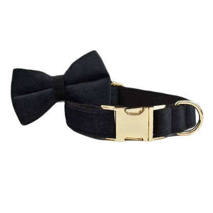 Set Deluxe pentru membrul pufos al familiei - Accesorii Deluxe din catifea neagra pentru catei - Accesoriile pot fi gravate (nu se vand personalizate!)
