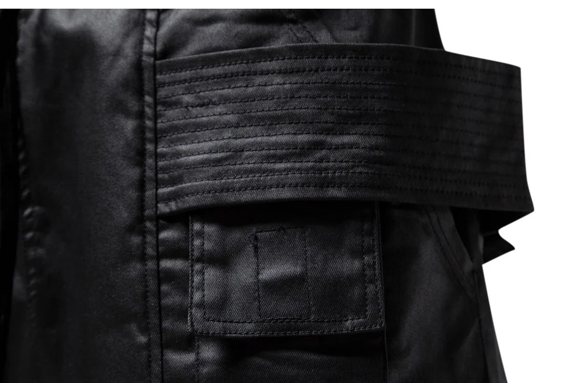 Pantaloni cargo pentru bărbați - Negru Leather Like