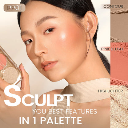 Paleta de conturare facială 3-în-1 FOCALLURE Pro-Sculpt
