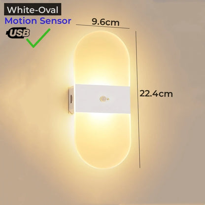 Lampă de perete cu LED fără fir cu senzor de mișcare, reîncărcabilă prin USB, acrilic, noptieră, scară, decor dormitor, accesoriu de iluminat de perete de interior