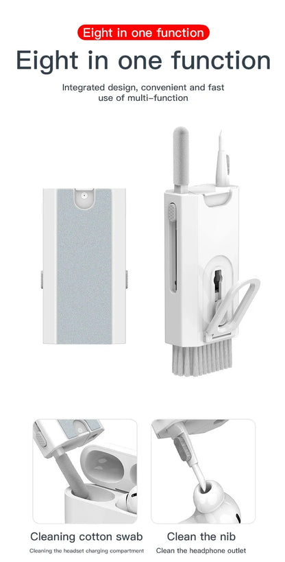 Kit de curățare 8 în 1 pentru curățarea tastaturii computerului, perie, căști, stilou de curățare pentru căști, telefoane iPad, instrumente de curățare, extractor de tastaturi