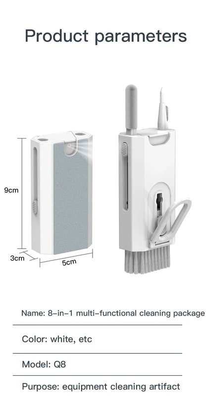 Kit de curățare 8 în 1 pentru curățarea tastaturii computerului, perie, căști, stilou de curățare pentru căști, telefoane iPad, instrumente de curățare, extractor de tastaturi