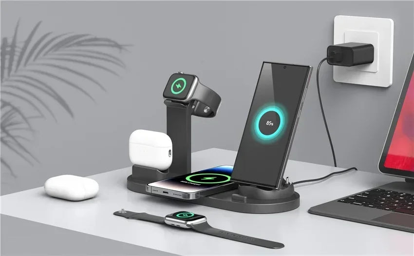 100W 7 în 1 suport încărcător Wireless Fast Charge pentru iPhone 15 14 13 12 11 XR Apple Watch Airpods Pro iWatch 9 8 7