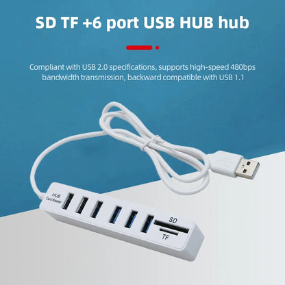 Prelungitor / Splitter cu 6 port-uri USB - 1m L