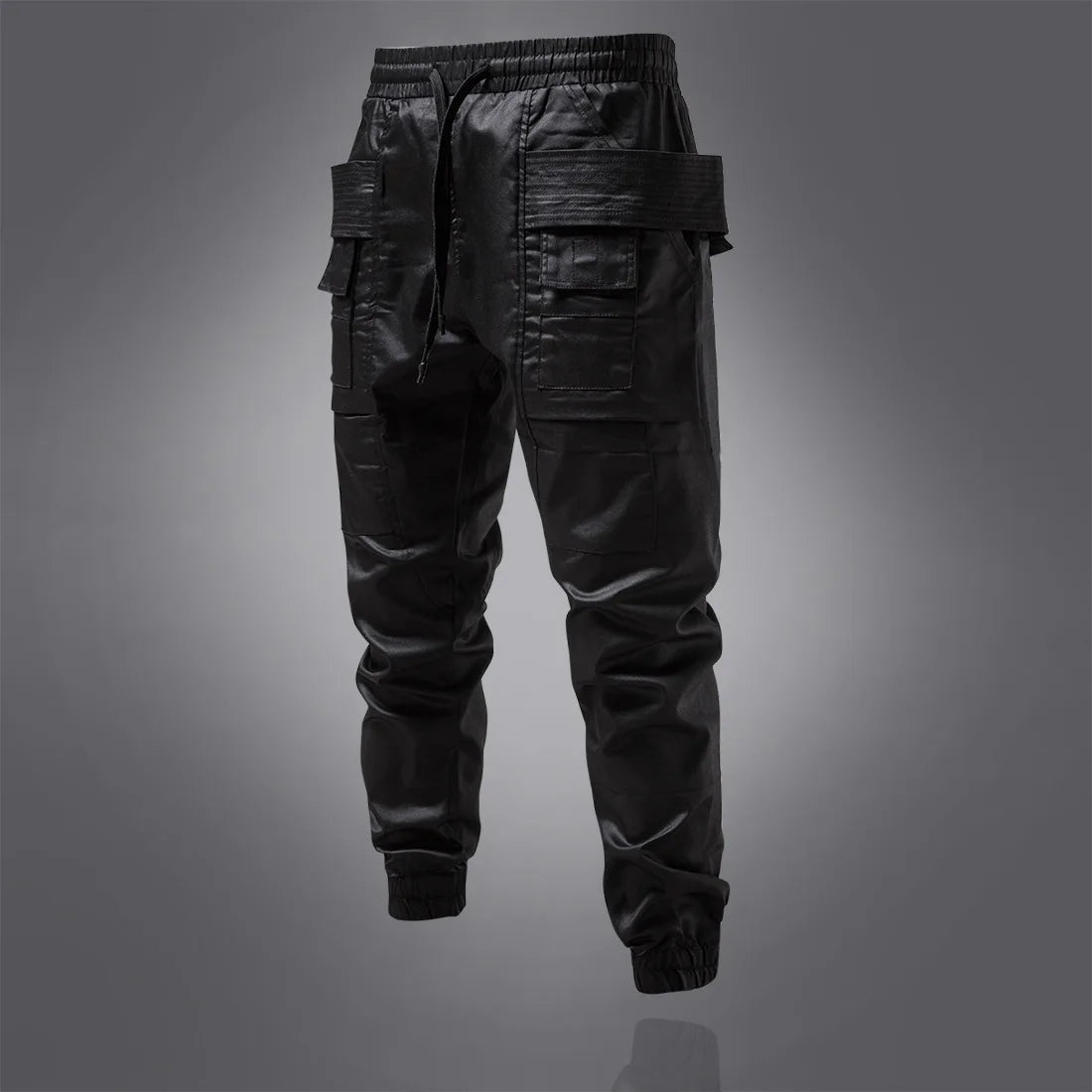 Pantaloni cargo pentru bărbați - Negru Leather Like