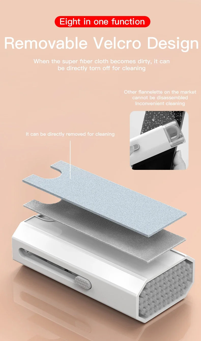 Kit de curățare 8 în 1 pentru curățarea tastaturii computerului, perie, căști, stilou de curățare pentru căști, telefoane iPad, instrumente de curățare, extractor de tastaturi