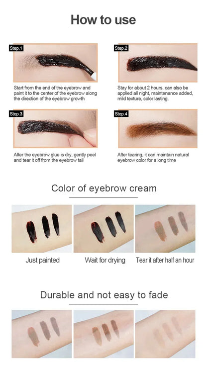 Dyeing Eye Brow Tattoo Tint Peel Off Eyebrow Eyeliner Freckles Dye Cream Waterproof Eyebrow Enhancer Gel Make Up Cosmetic Tool
