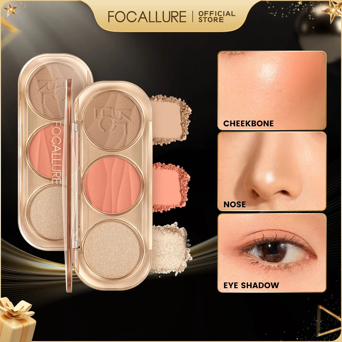 Paleta de conturare facială 3-în-1 FOCALLURE Pro-Sculpt