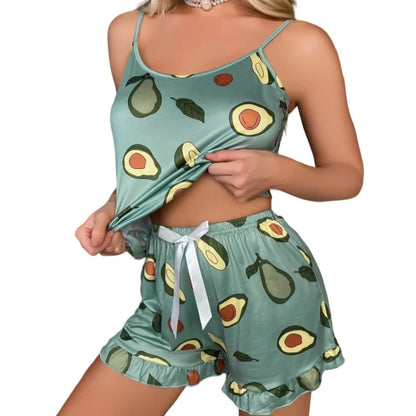 Set de pijamale pentru femei Pijamale imprimate sexy Pijamale pentru femei Top fără mâneci Pantaloni scurți Set două piese Îmbrăcăminte ocazională pentru femei Îmbrăcăminte de casă