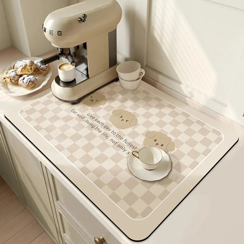 Covoraș absorbant de bucătărie mare, superabsorbant, antiderapant, covoraș de uscare a vaselor de cafea, cu uscare rapidă, tampon de scurgere pentru baie, covoraș de masă