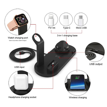 100W 7 în 1 suport încărcător Wireless Fast Charge pentru iPhone 15 14 13 12 11 XR Apple Watch Airpods Pro iWatch 9 8 7