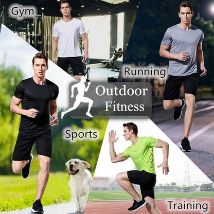 Tricou cu mânecă scurtă pentru bărbați, cu uscare rapidă, pentru alergare, pentru a elimina umezeala, cu gât rotund, pentru antrenament, pentru sport, pentru sală