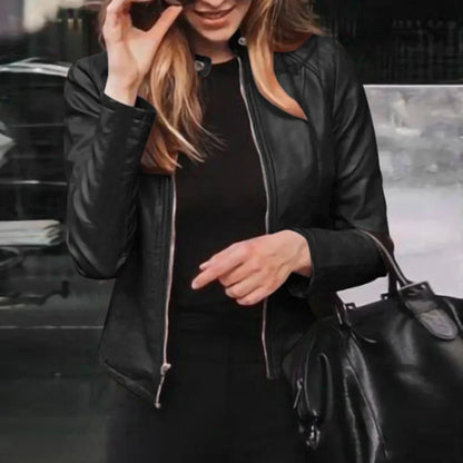 Jachetă din piele sintetică slim fit femei