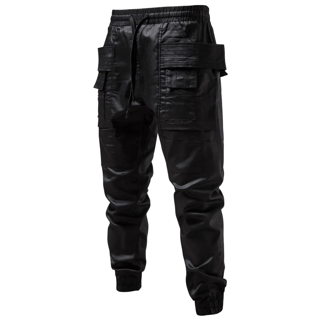Pantaloni cargo pentru bărbați - Negru Leather Like