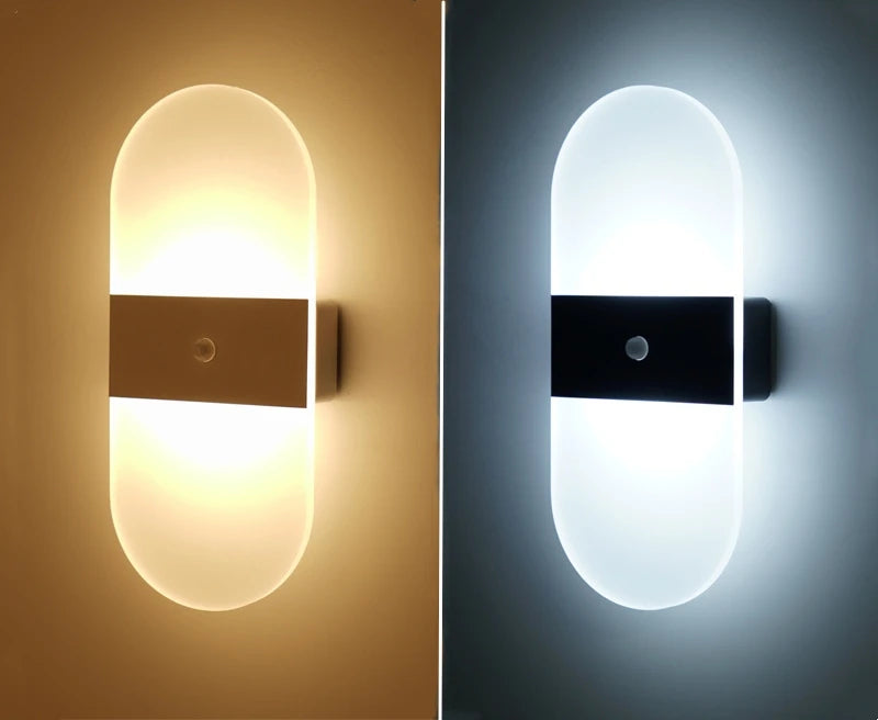 Lampă de perete cu LED fără fir cu senzor de mișcare, reîncărcabilă prin USB, acrilic, noptieră, scară, decor dormitor, accesoriu de iluminat de perete de interior