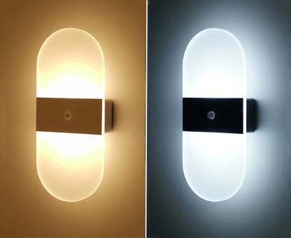 Lampă de perete cu LED fără fir cu senzor de mișcare, reîncărcabilă prin USB, acrilic, noptieră, scară, decor dormitor, accesoriu de iluminat de perete de interior