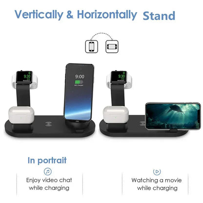 100W 7 în 1 suport încărcător Wireless Fast Charge pentru iPhone 15 14 13 12 11 XR Apple Watch Airpods Pro iWatch 9 8 7