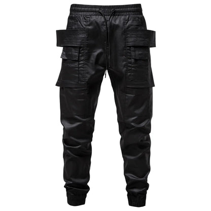 Pantaloni cargo pentru bărbați - Negru Leather Like