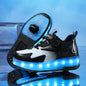 Heelys - Pantofi cu role pentru baieti - Lumini si roți detașabile - încărcare USB, LED intermitent, pantofi sport pentru copii