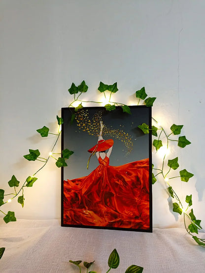 Viță de vie de iederă cu frunze verzi false de 2 metri cu șir de lumini LED pentru decorarea dormitorului de acasă, ghirlandă de plante artificiale strălucitoare, decor pentru acasă