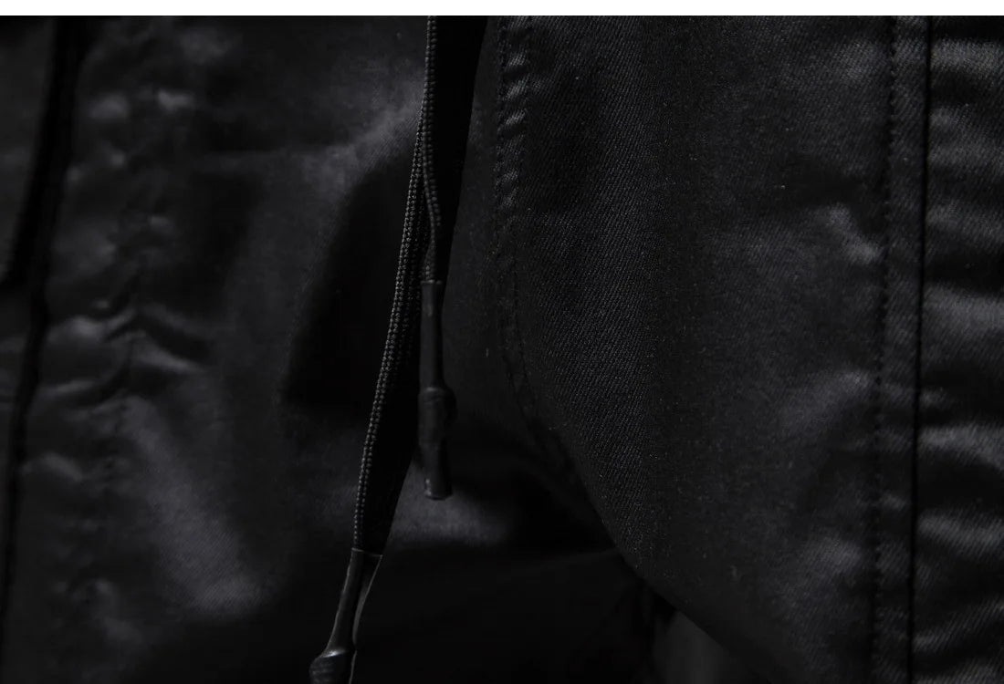Pantaloni cargo pentru bărbați - Negru Leather Like