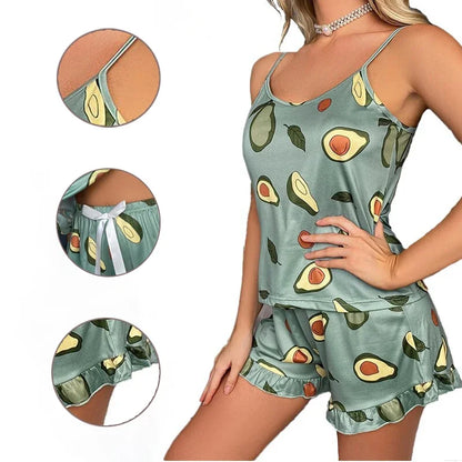 Set de pijamale pentru femei Pijamale imprimate sexy Pijamale pentru femei Top fără mâneci Pantaloni scurți Set două piese Îmbrăcăminte ocazională pentru femei Îmbrăcăminte de casă
